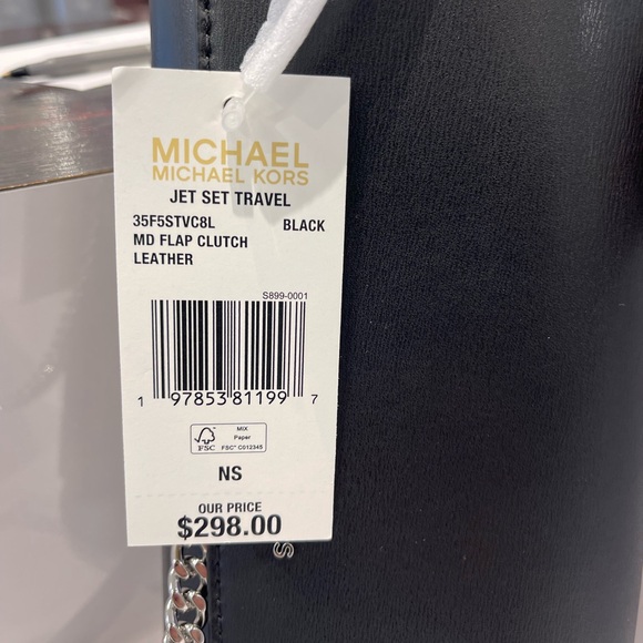 MICHAEL KORS Jet Set Medium Leather Flap Clutch Crossbody Shoulder Bag Wallet - Picture 7 of 16